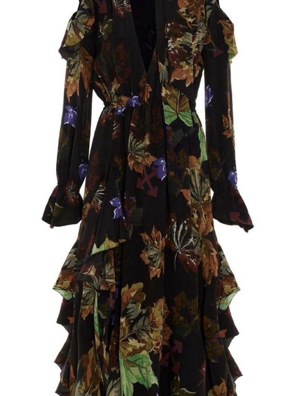 Off-White Silk Leaves Long Dress NWT 38 Retail $1800